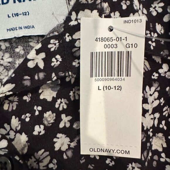 OLD NAVY GIRLS BLACK FLORAL TUNIC DRESS WITH POCKETS NEW LARGE 10/12 - Picture 6 of 8